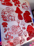 DESTASH - Foil Sheet - Red Mushrooms
