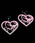 Earrings - Iridescent Bat Hearts (Pink)