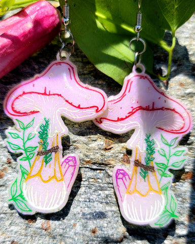 Earrings - Mushrooms (Iridescent)