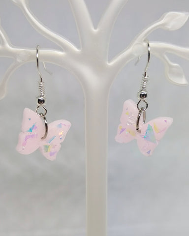 Earrings - Iridescent Pink Butterflies
