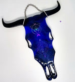 Wall Hanging - Cool Blue Cow Skull